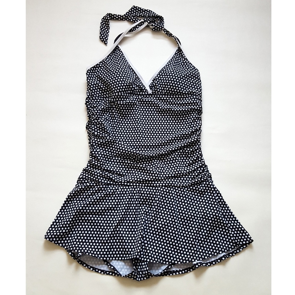 Women’s One Piece Halter Swimsuit Skirted - Picture 14 of 15